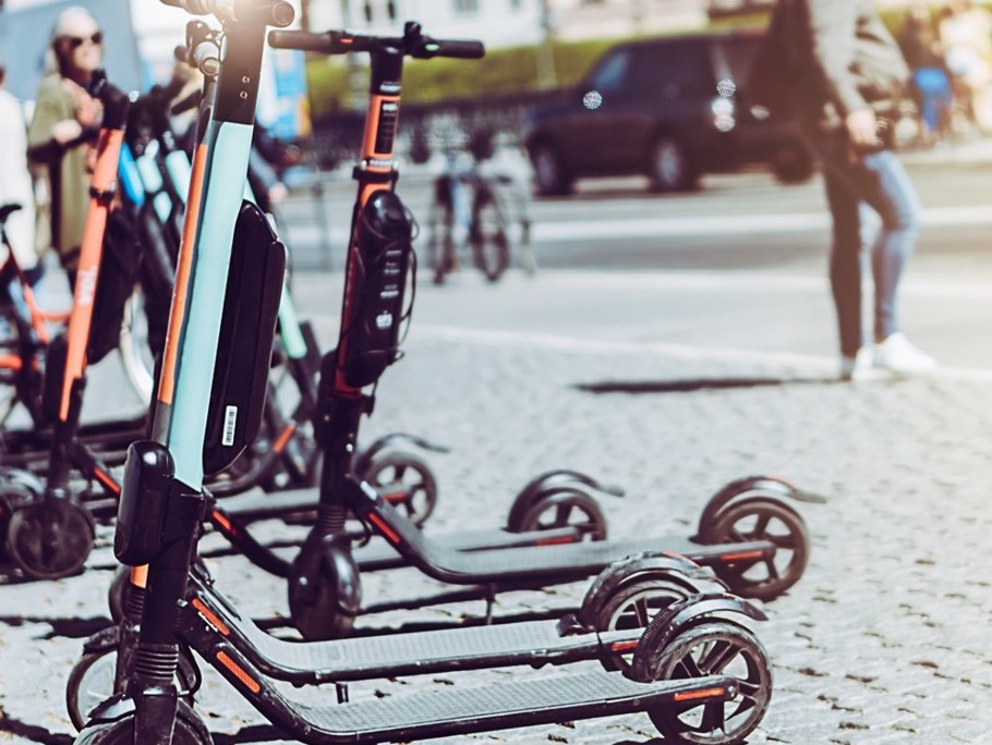 Image of electric scooters in the city