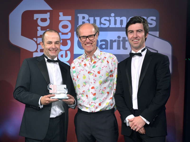 Amey employees celebrating winning Business charity award, CRS team of the year.