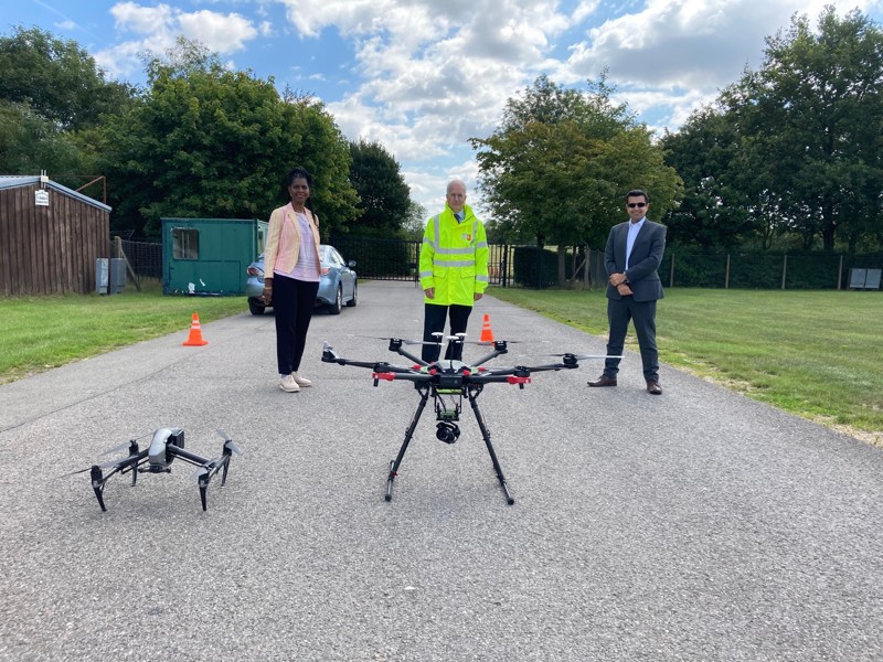 Image of two drones on the ground.