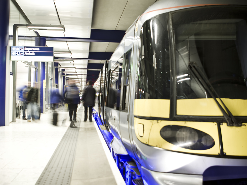 Heathrow express train at the platform.