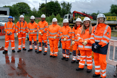 Image of young adults participating in STRIVE, wearing Amey PPE