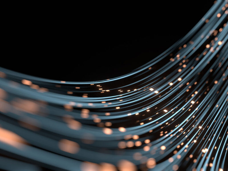 Wires lit up on a dark background