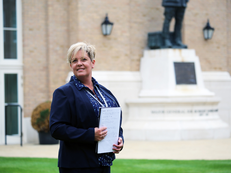 A picture taken outside of Catherine celebrating international women's day.