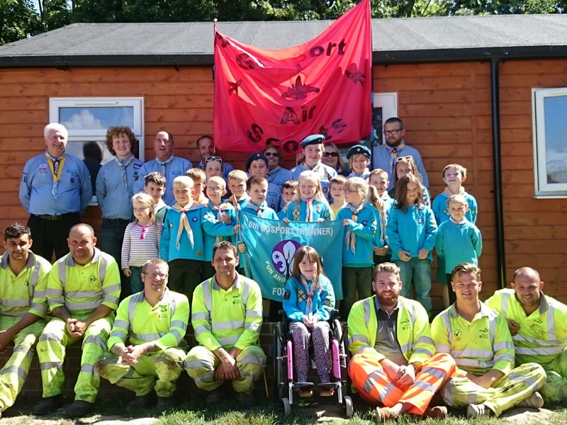 Amey employees with air scout group.