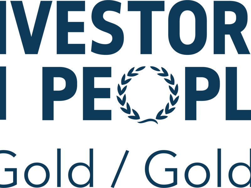 Investors in people, gold, logo.
