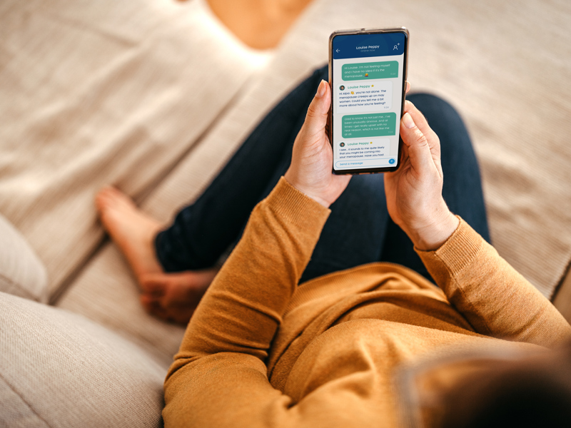 Woman looking at her mobile phone.