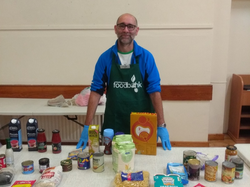 Image of Amey employee volunteering at Dorking foodbank.