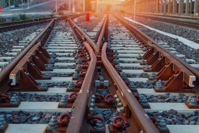 Up close image of rail tracks