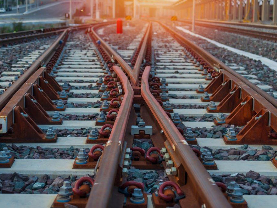 Up close image of rail tracks