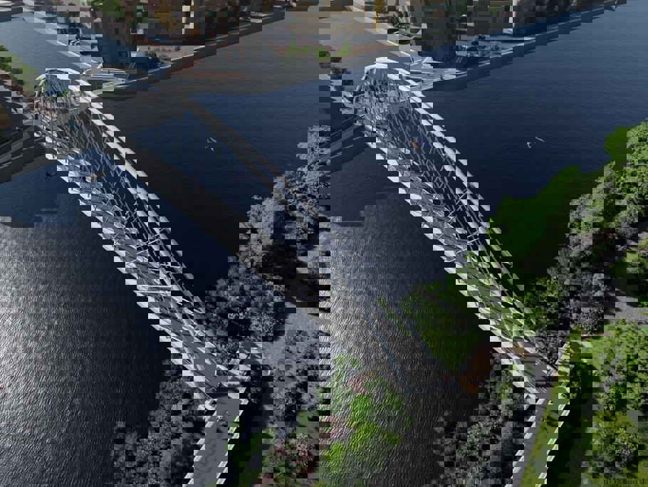 Image of a bridge over a wide river.