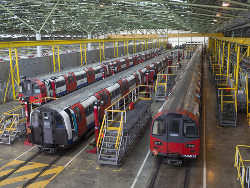 Ariel image of trains.