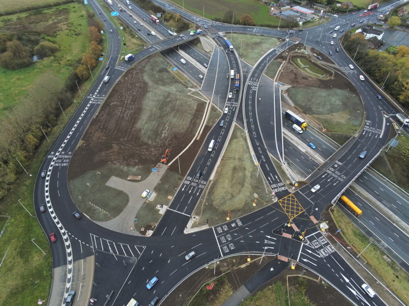 ariel view of a double roundabout.