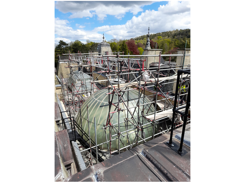 Image of scaffolding over a grade 2 listed dome.
