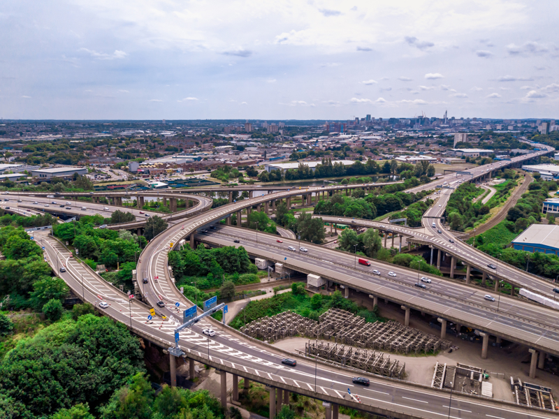 ariel view of a highway.